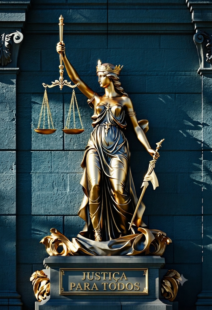 Estátua da deusa da Justiça segurando a balança